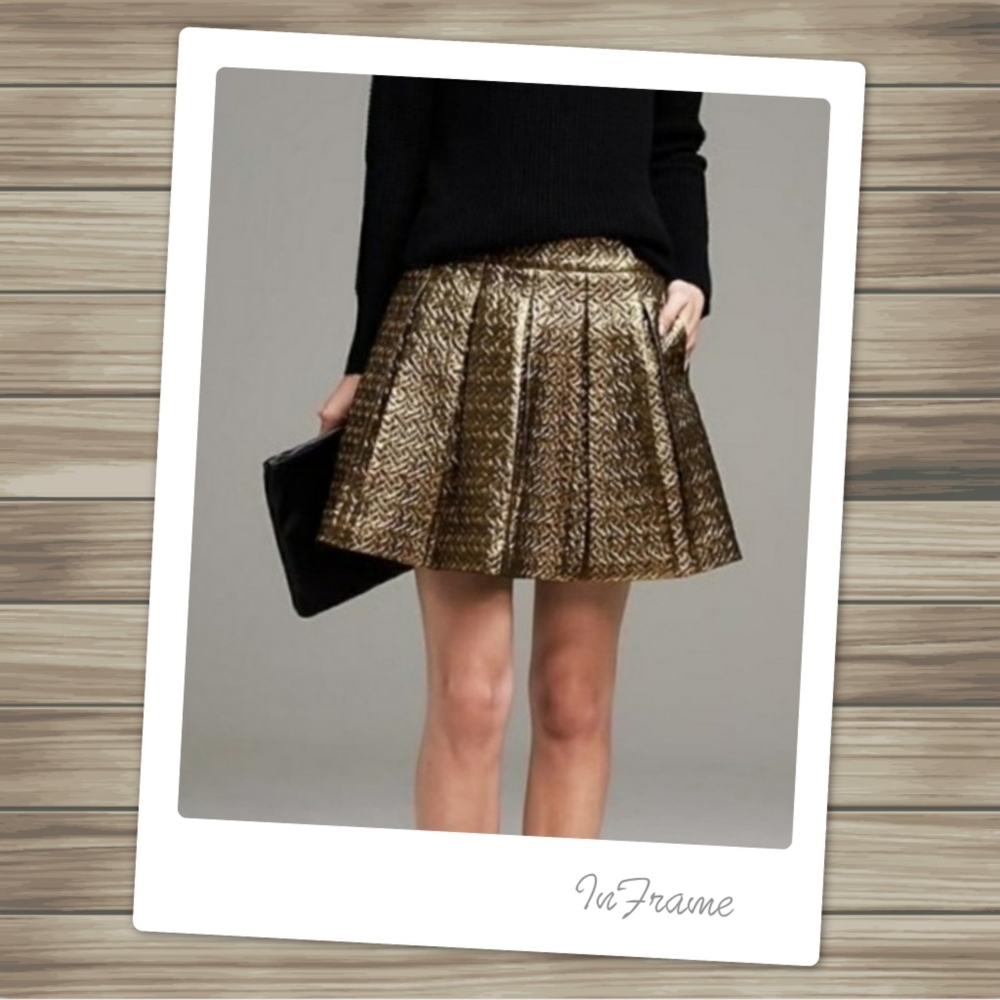 Banana Republic Gold Metallic Pleated Skirt